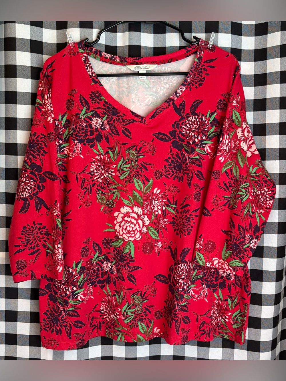 Pioneer Woman V-Neck 3/4 Sleeve Floral Blouse. Size L